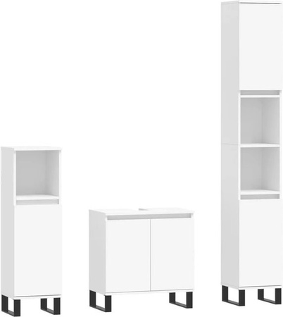 vidaXL 3-tlg. Badmöbel-Set Modell 31 in Weiß aus Holzwerkstoff bestehend aus Waschbeckenunterschrank und zwei Standschränken