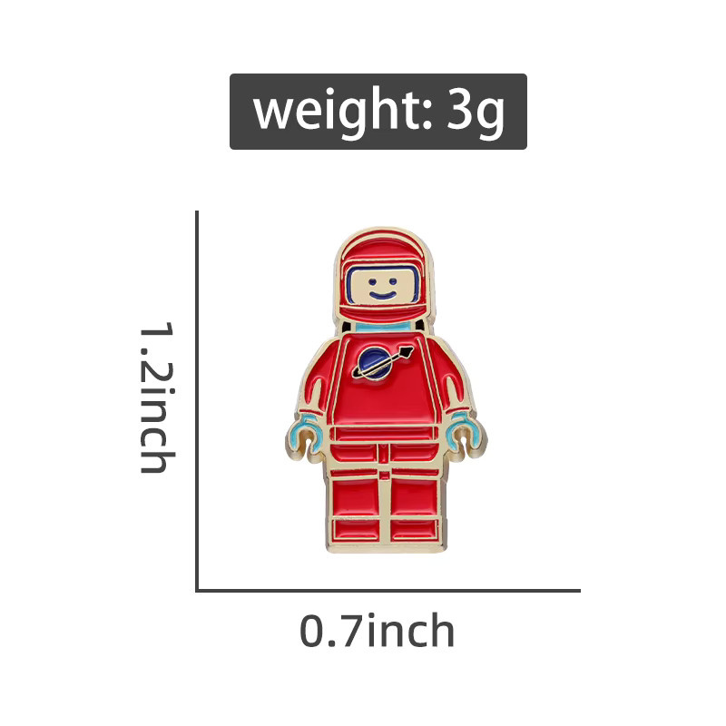 QIHE JEWELRY Roboter Astronaut Emaille Pin, Metall, Bunt, Unisex - Bild 3