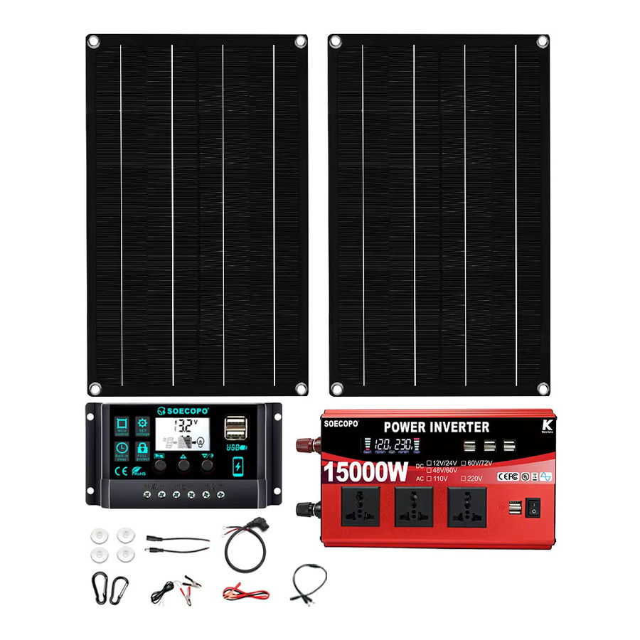 SOECOPO 15000 W Photovoltaik-System-Kit mit 2 x 800 W Solarmodulen, Wechselrichter und 100 A Controller für deine Balkonkraftanlage - Bild 5