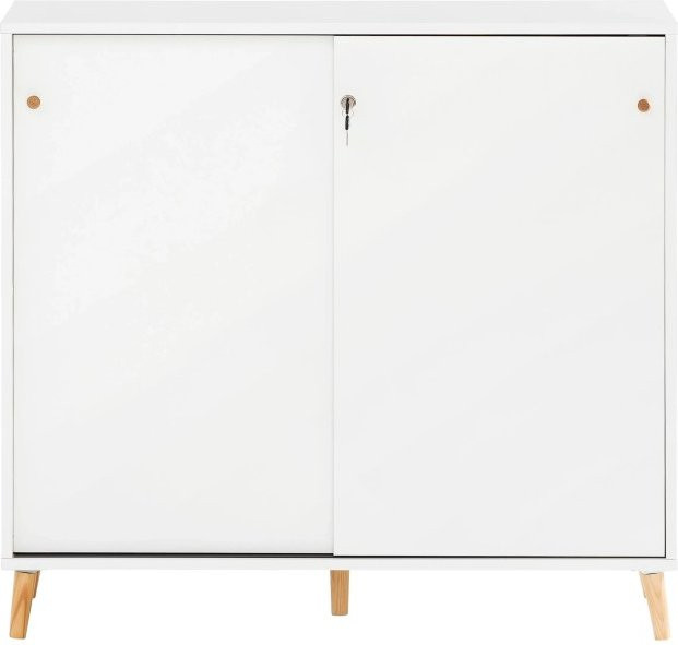 PROREGAL Aktenschrank Jaguar Large in Weiß mit 2 abschließbaren Schiebetüren und 2 Fächern, H x B x T: 92,6 x 100 x 41 cm - Bild 1