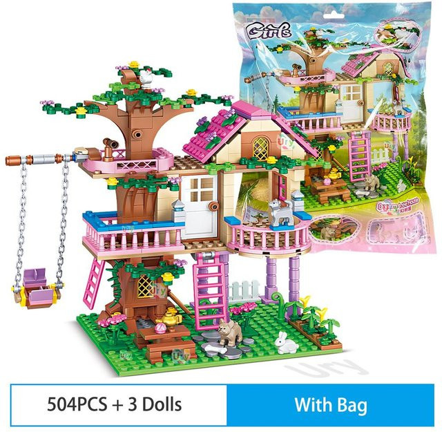 Yiran toy Friends Stadt Baumhaus Sommerurlaub Villa Schloss Bausteine Set 504 Teile - Bild 1