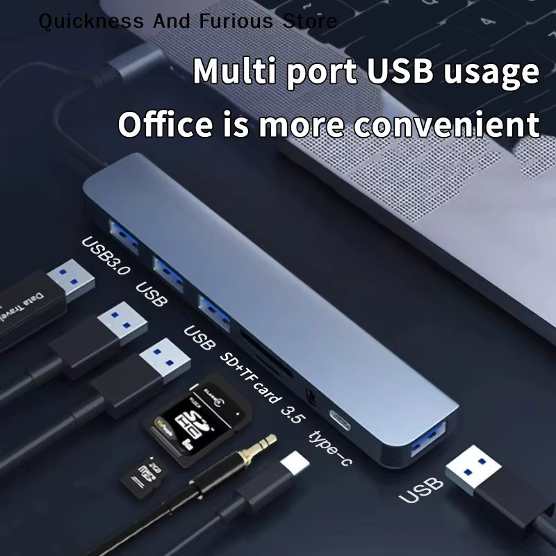 TO 8-in-1 USB-Expander-HUB mit 2 USB 3.0, 2 USB 2.0, 1 USB-C-Anschluss und TF-Kartenleser für Laptops und PCs - Bild 3