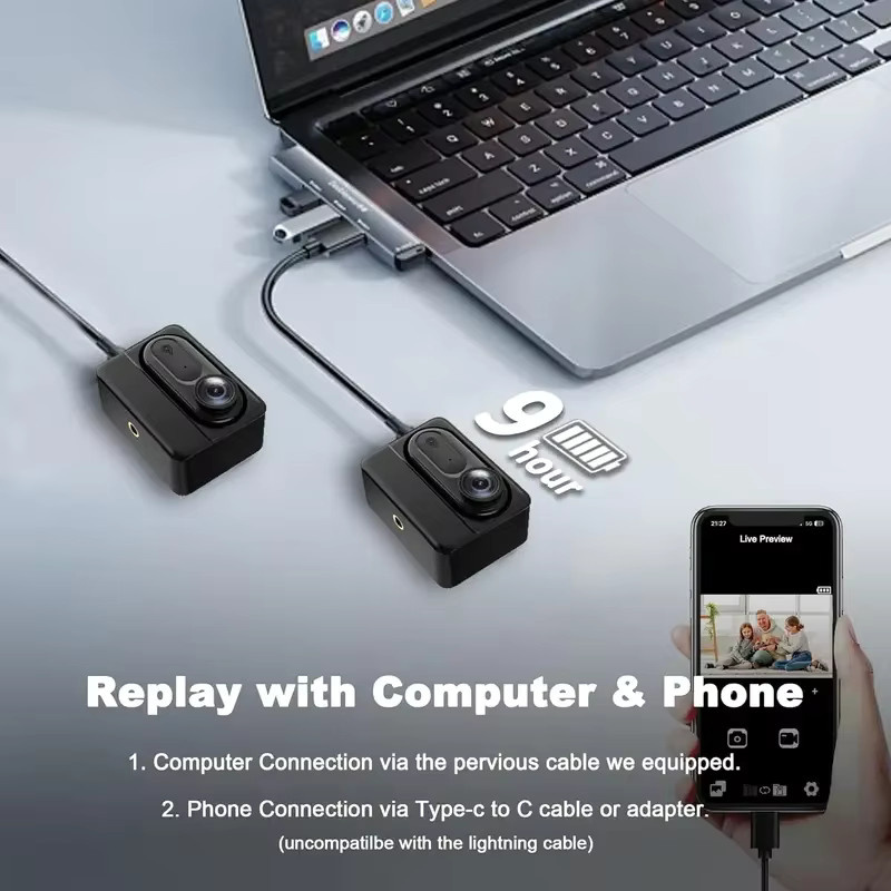 POVCAN Mini Action Kamera VD02 mit 1080P FHD, WiFi und wasserdichter Bauweise in Schwarz - Bild 5