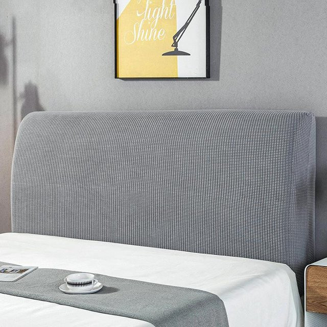 Morse Kopfteilbezug in Lichtgrau, elastischer Rückenschutz und Staubschutz für dein Bett, Breite: 120 cm - Bild 1