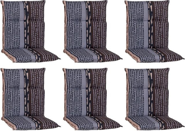 Beo Sitzauflage Bangui Niedriglehner 6er-Set gestreift Grau-Ecru - Bild 1