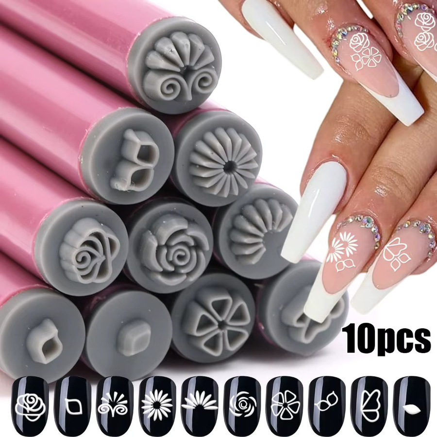 Nagelstempel-Set mit Blumen-Geometrie-Mustern, Nagelmalerei-Werkzeug - Bild 2