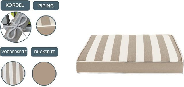 GARDEN DREAM Gartenauflage Sitzkissen rechteckig aus Polyester in Beige und Braun, wetterfest - Bild 1