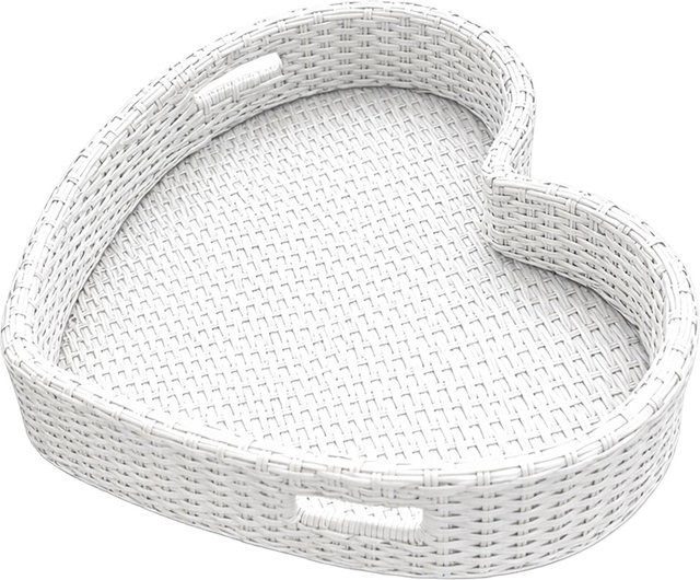 Relaxdays Schwimmtablett in Herzform aus Aluminium und Rattan in Weiß, B/T/H: 60 x 60 x 20 cm - Bild 1