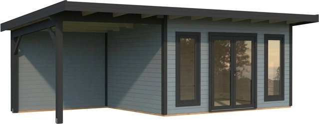 Palmako Holz-Gartenhaus Aurelia Pultdach in Grau und Anthrazit mit Fußboden - Bild 1