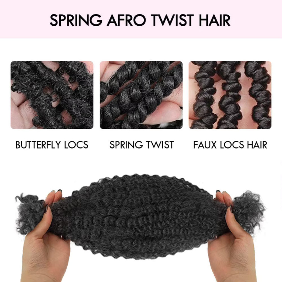 Lolely Dream Spring Twist Afro Kinky Bulk Hair, 100 % Echthaar, Schwarz - Bild 4