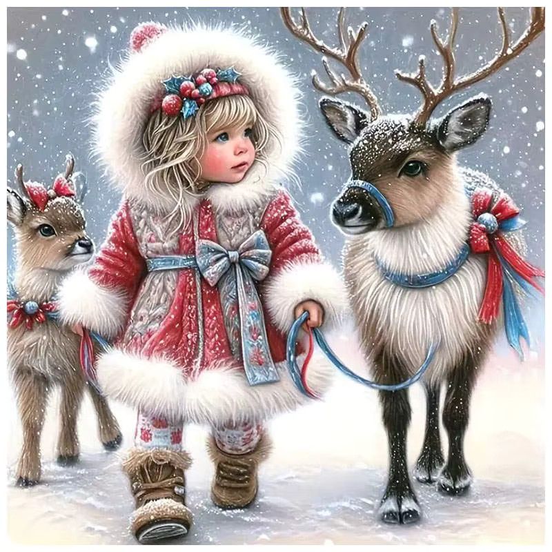 HUACAN Diamant-Malerei Winter Wunderland Rentier Schnee Szene 5D DIY Diamant Stickerei Kit mit Full Round Steinen - Bild 5