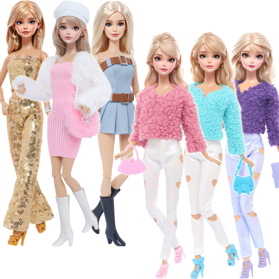 BJDBUS Puppen-Outfit, Puppenkleidung, Zubehör, 3/4 Stück Set - Bild 2