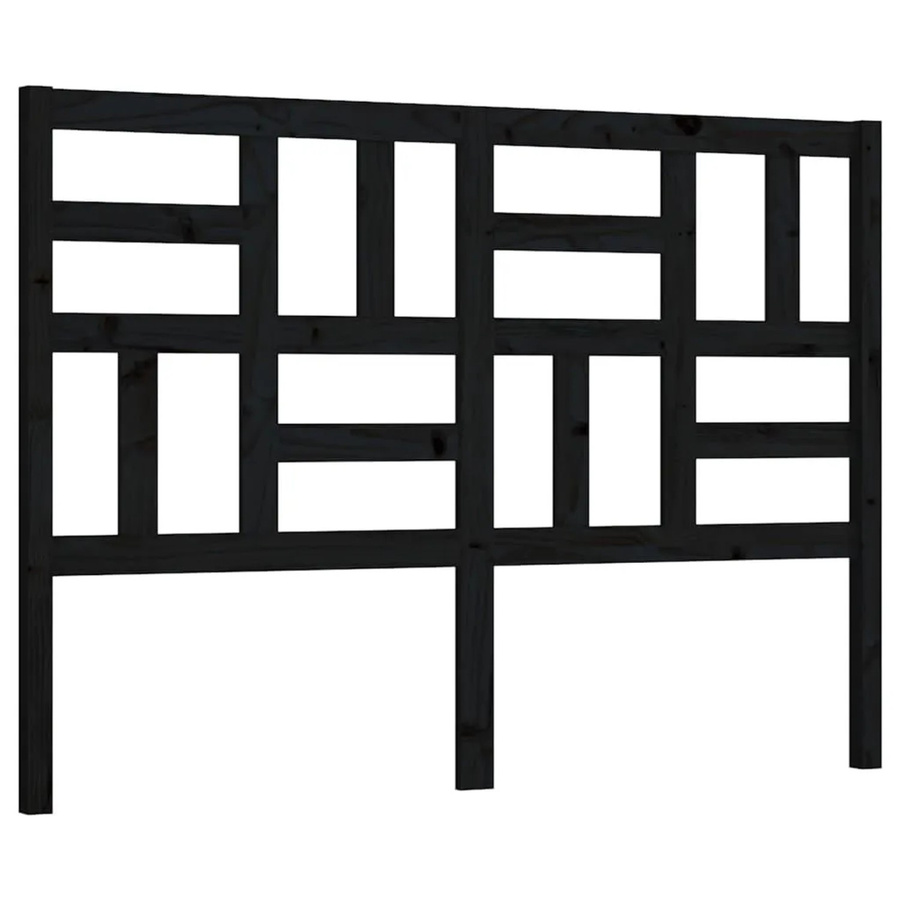 vidaXL Kopfteil aus Kiefer-Massivholz in Schwarz mit Lattendesign, B/T/H: 126 x 4 x 104 cm - Bild 2