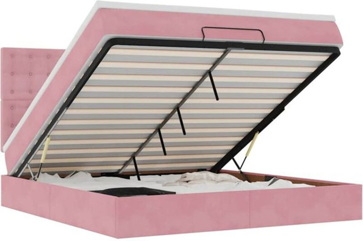 vidaxl Ottoman Polsterbett mit Matratze aus Samt in Rosa, B/T/H: 180 x 200 x 128 cm - Bild 1