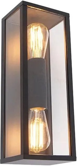 QAZQA Industrielle Wandleuchte Charlois in Schwarz, 2-flammig, IP44, dimmbar, E27 - Bild 1
