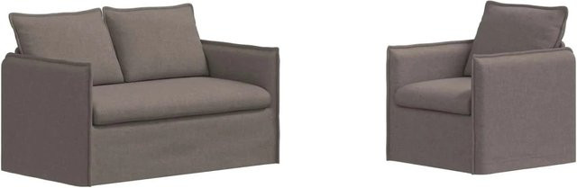vidaXL Sofa 2-teilig modern in Taupe mit Stoffbezug und Metallrahmen B/T/H: 136 x 82 x 85 cm und 75 x 82 x 85 cm - Bild 1