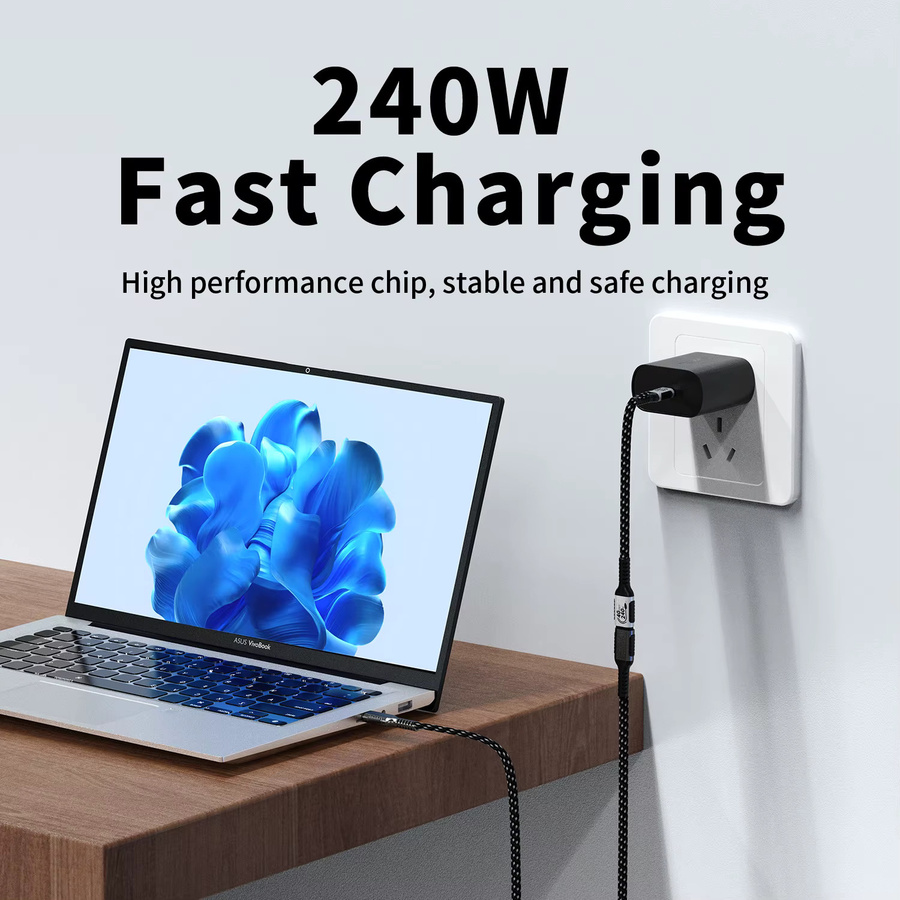 Unnlink USB-C-Verlängerungskabel in Schwarz, Typ-C-Extender kompatibel mit Thunderbolt 4/3, USB4.0, 3.2 und 3.1 für schnelles Aufladen und 8K/4K Übertragung - Bild 5