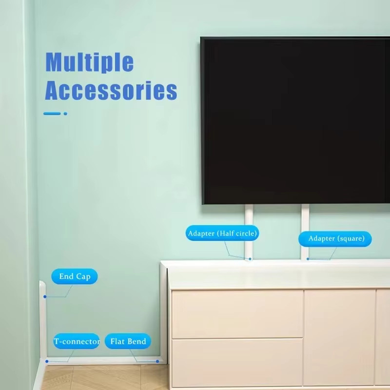 V-förmiger Kabelkanal aus PVC als Kabelorganisator und Wand-Eckkanal in Grau, 2 m x 1 m - Bild 5