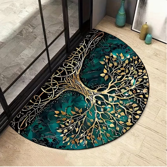 Circle Life Fußmatte Tree in Multicolour, halbkreisförmige Boho Willkommensmatte aus Filz für Veranda und Wohnzimmer, rutschfest und wetterfest, B: 60,0 cm, T: 40,0 cm - Bild 1