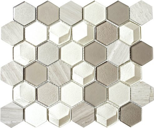 HuH Mosaikfliese Hexa Wandbelag aus Glas in Grau, B/L: 30 x 26 cm - Bild 1