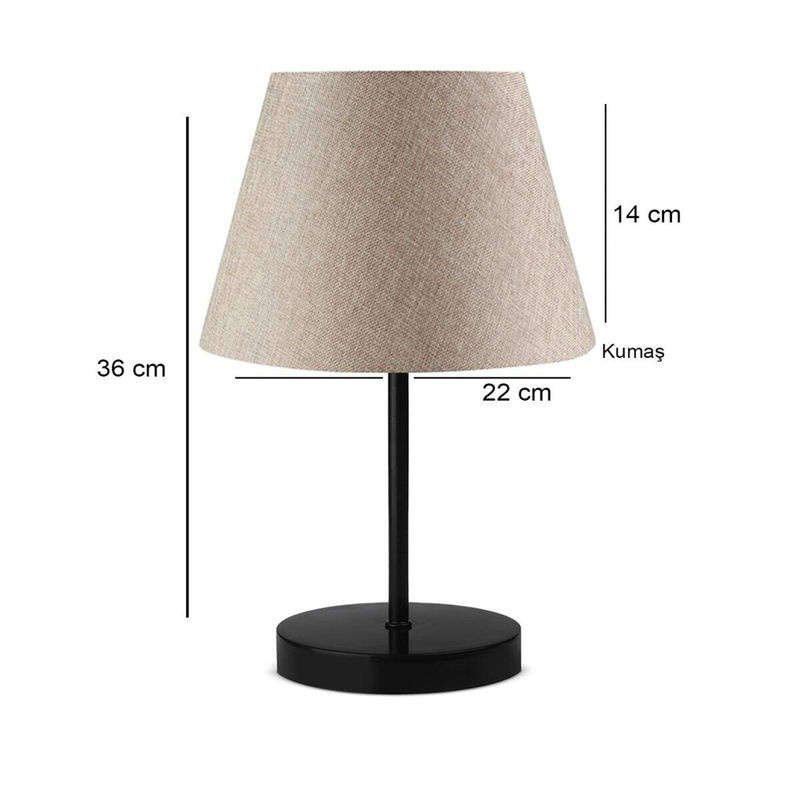 Opviq Tischleuchte in Schwarz und Beige aus Metall und Stoff mit E27 Fassung, B/T/H: 22 x 22 x 36 cm - Bild 2