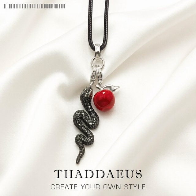 Thaddaeus Halskette, Schlangen und roter Apfel, 925 Silber, Damen - Bild 1