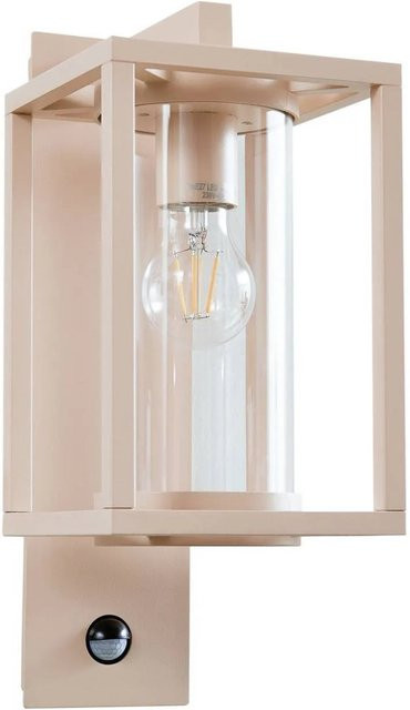 Lucande Wandleuchte Außen Ferda in Creme, moderne Aluminium-Außenleuchte mit Bewegungsmelder und Dämmerungssensor, IP44, E27, B/H/T: 16,0 x 38,0 x 22,5 cm - Bild 1