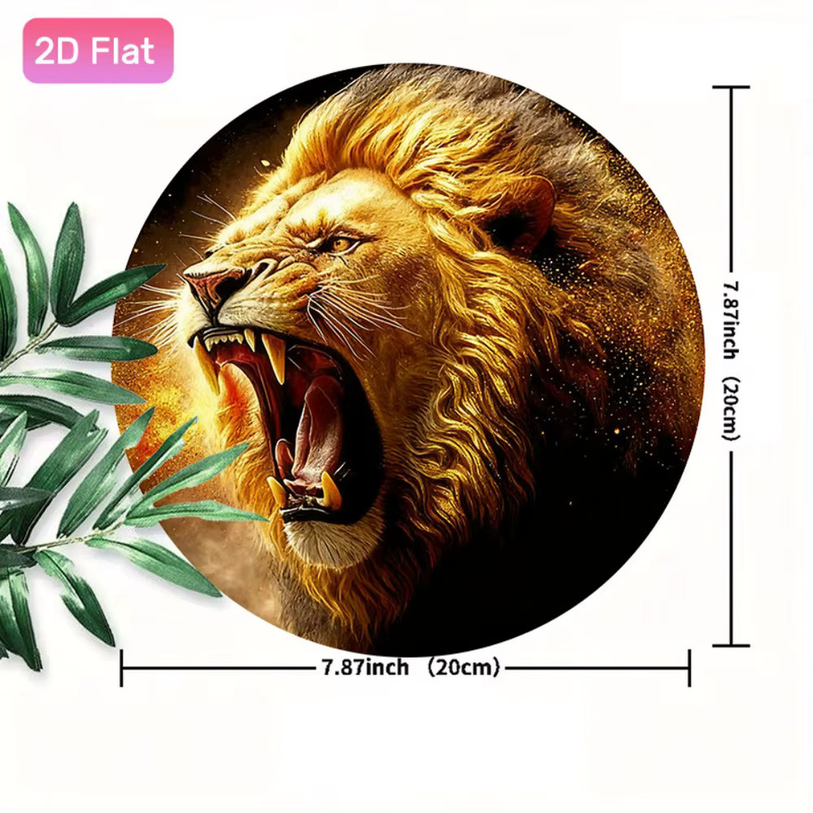 HELLOYOUNG Retro Vintage Metall-Blechschild mit goldenem Löwenkopf als dekorative Wanddekoration, quadratisch, Breite: 20,0 cm, Höhe: 20,0 cm - Bild 3