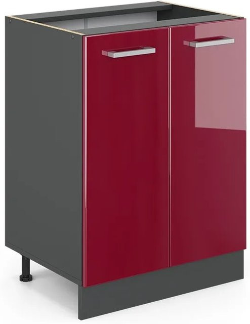 Vicco Küchenunterschrank R-Line Bordeaux Hochglanz Anthrazit Breite: 60 cm - Bild 2