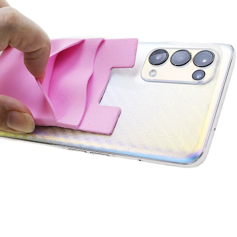 Yuxi Silikon Handy Kartenhalter in Grau als elastische Brieftasche zum Aufkleben - Bild 2