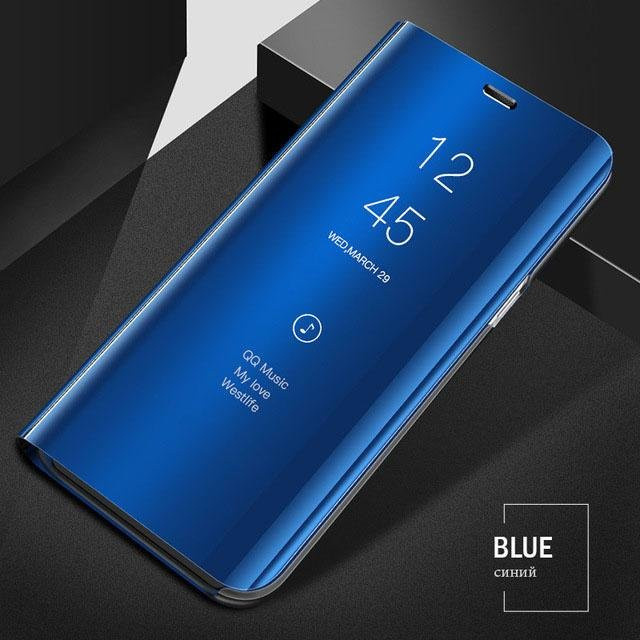 Samsung Galaxy Handyhülle mit Klappfunktion, Spiegel-Ständer und Abdeckung für Galaxy A55 A15 A35 A25 A33 A34 A52S A14 A13 A53 A54 A36 A26 A56 A16 5G, Blau - Bild 1
