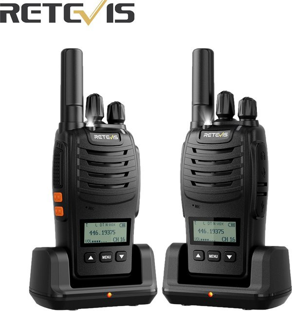 Retevis H777D Walkie-Talkie PMR446 Tragbares Lizenzfreies Funkgerät mit LCD-Display und USB-C-Anschluss in Schwarz - Bild 1