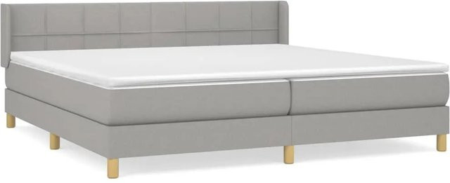 vidaXL Boxspringbett Hybrid mit Matratze und Taschenfederkern in Hellgrau, B/T: 200 x 200 cm - Bild 1