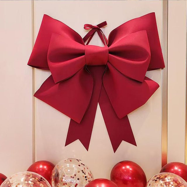 DHDH Riesenschleife aus EVA-Schaumstoff in Weinrot für Hochzeitsbögen und Weihnachtsdekoration, Breite: 75 cm - Bild 1