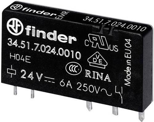 Finder Printrelais 34.51.7.012.0010, 12 V DC, 6 A, 1 Wechsler, Schwarz - Bild 1