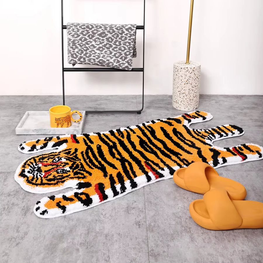 VIKAMA Badezimmermatte mit Cartoon-Tiger-Design, rutschfest und saugfähig, orange - Bild 3