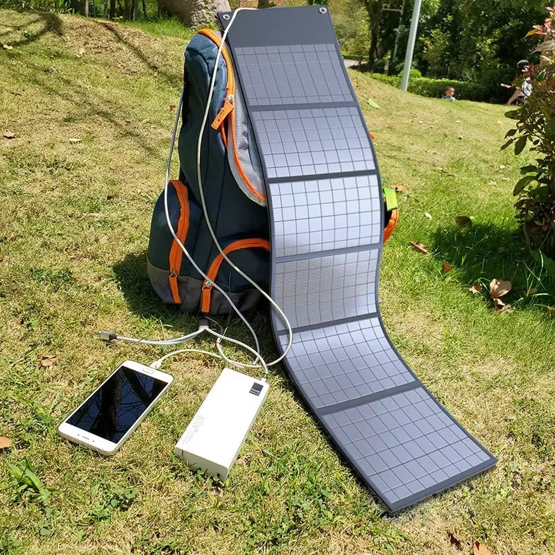 OLOEY Faltbare Solarpanel-Ladetasche mit USB-Ausgang, Tragbare Powerbank in Schwarz - Bild 5