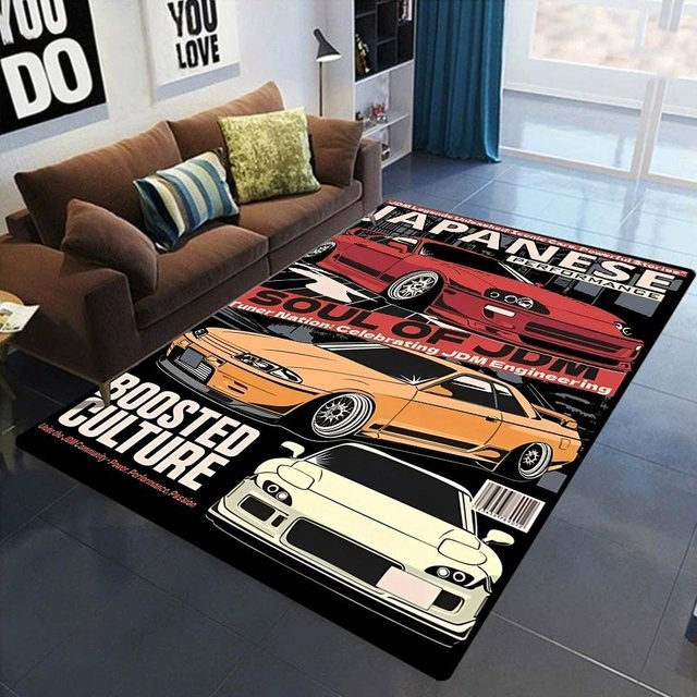 Lodestar Wohnzimmerteppich mit Sportwagen-Motiv, bunt, B/T: 60 x 40 cm - Bild 1