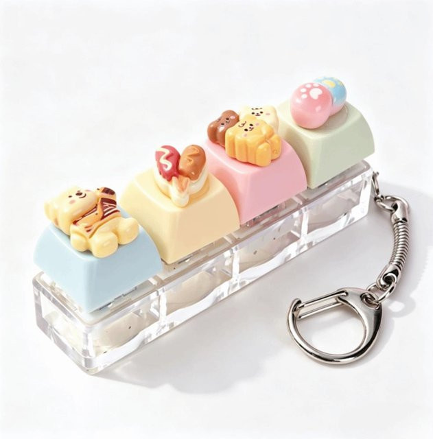 Hongpei Schlüsselanhänger Bär Tastenkappe, beige, Unisex - Bild 1