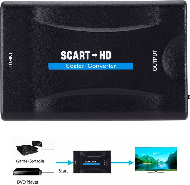 YiFanHeRong SCART zu HDMI Konverter mit USB Kabel für Video und Audio in Schwarz - Bild 1