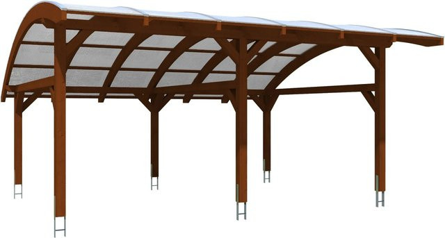 Skan Holz Carport Schwaben aus Holz mit Polycarbonat Doppelstegplatten in Nussbaum, B: 648 cm, T: 630 cm - Bild 1
