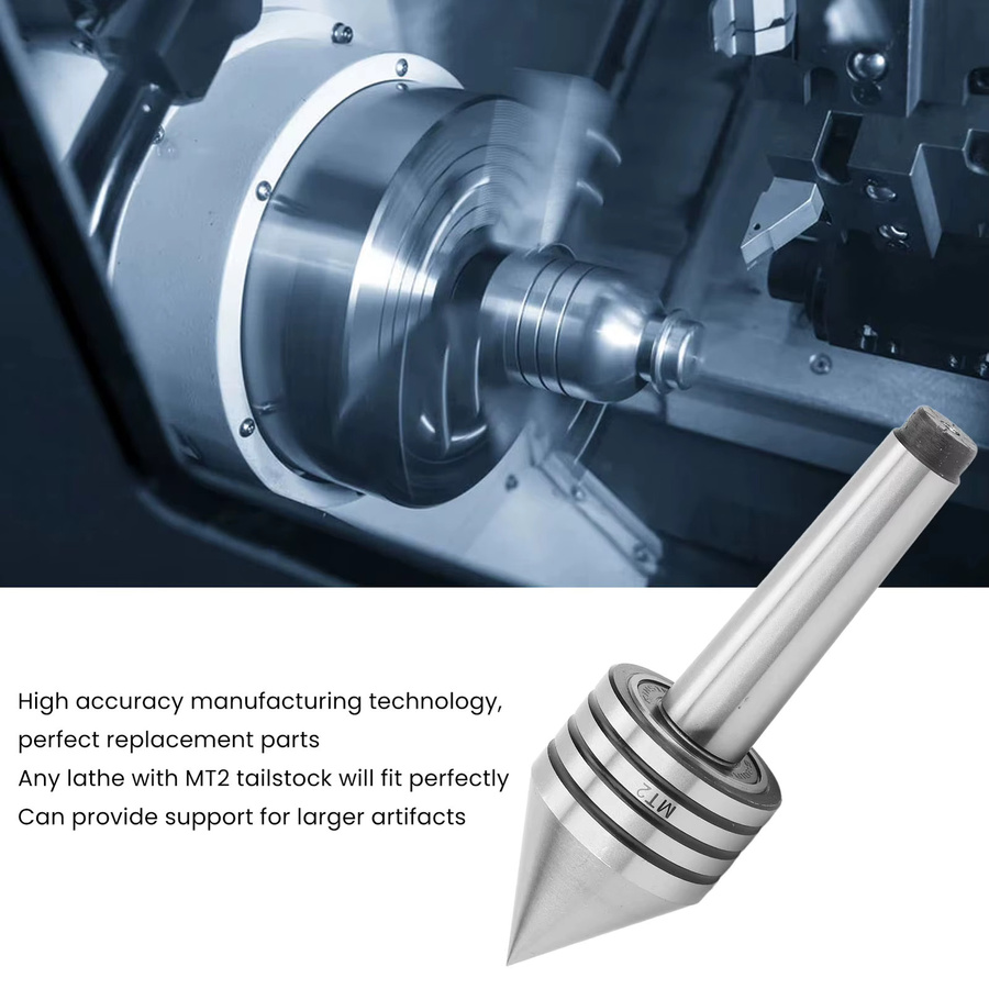 Aramox Reitstock Live Center HSS mit 60-Grad-Genauigkeit MT2 für CNC-Drehmaschinen in Silber - Bild 2