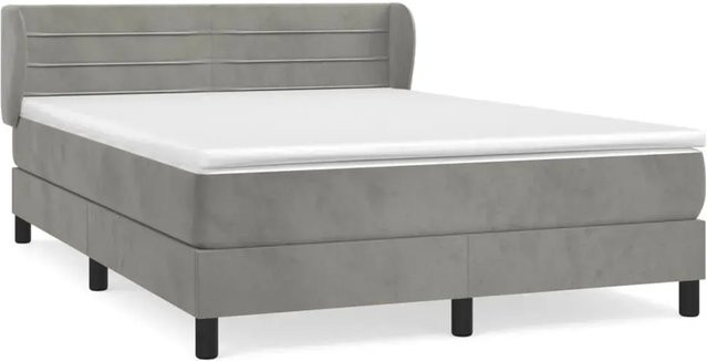 vidaXL Boxspringbett mit Matratze Hybrid-Design in Hellgrau Samt, B/T: 140 x 200 cm - Bild 1