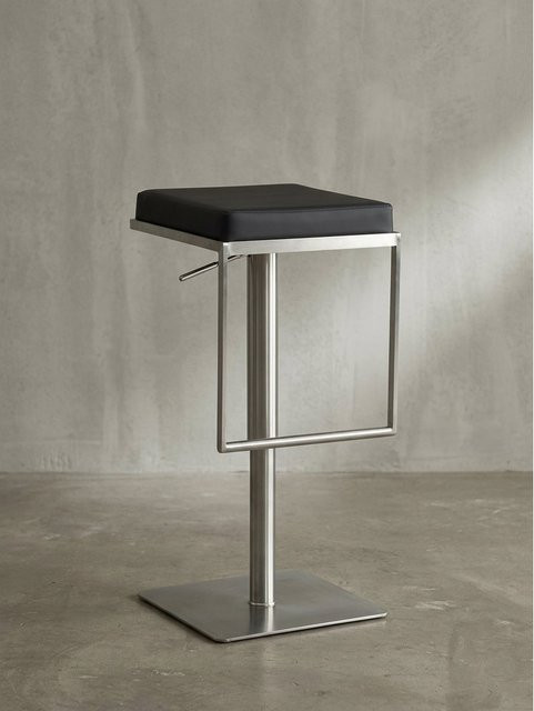 KADIMA DESIGN Barhocker Modern in Schwarz aus Kunstleder und Edelstahl, höhenverstellbar und drehbar - Bild 1