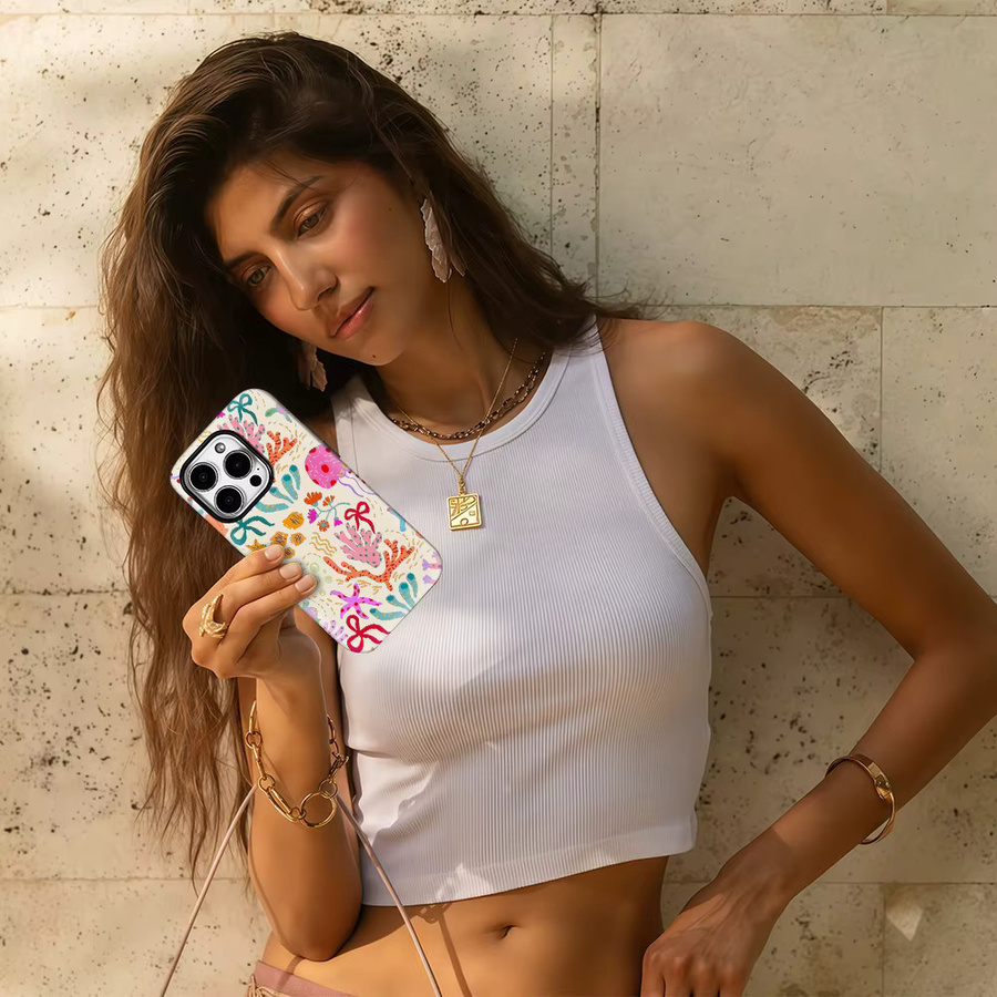 Potdemiel Handyhülle mit buntem Meeresleben-Druck für iPhone 11 bis iPhone 17 Pro Max Plus, doppelschichtige Rückseite, Multicolor - Bild 4