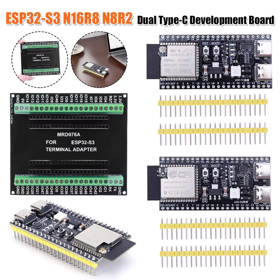 ALLOYSEED ESP32 S3 Dual Type-C Entwicklungsboard mit WiFi-Erweiterungsplatine und 2,4G WLAN-Modul in Schwarz - Bild 2