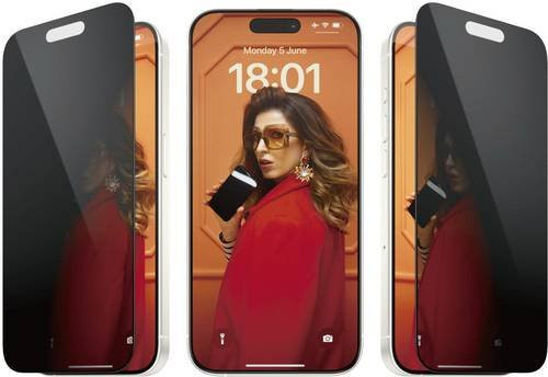 PanzerGlass Privacy Blickschutzfolie Ultra-Wide Fit für iPhone 15 Pro mit EasyAligner in Schwarz und Transparent - Bild 2