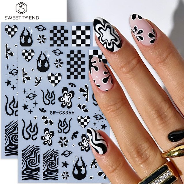 SWEET TREND Nagelaufkleber, Schwarz-Weiß, 2 Stück - Bild 1