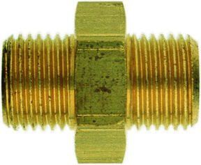 Schneider Electric Doppelnippel DN-MS-R1/2a x R1/2a aus Messing in Gold - Bild 1