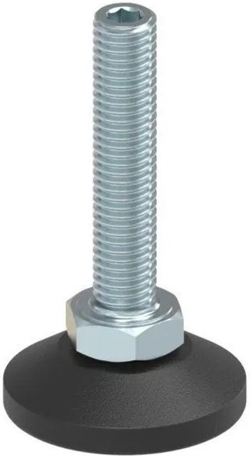 FeNau Stellfuß aus Stahl und Kunststoff in Silber mit M10x50 Gewinde und 38 mm Durchmesser - Bild 1